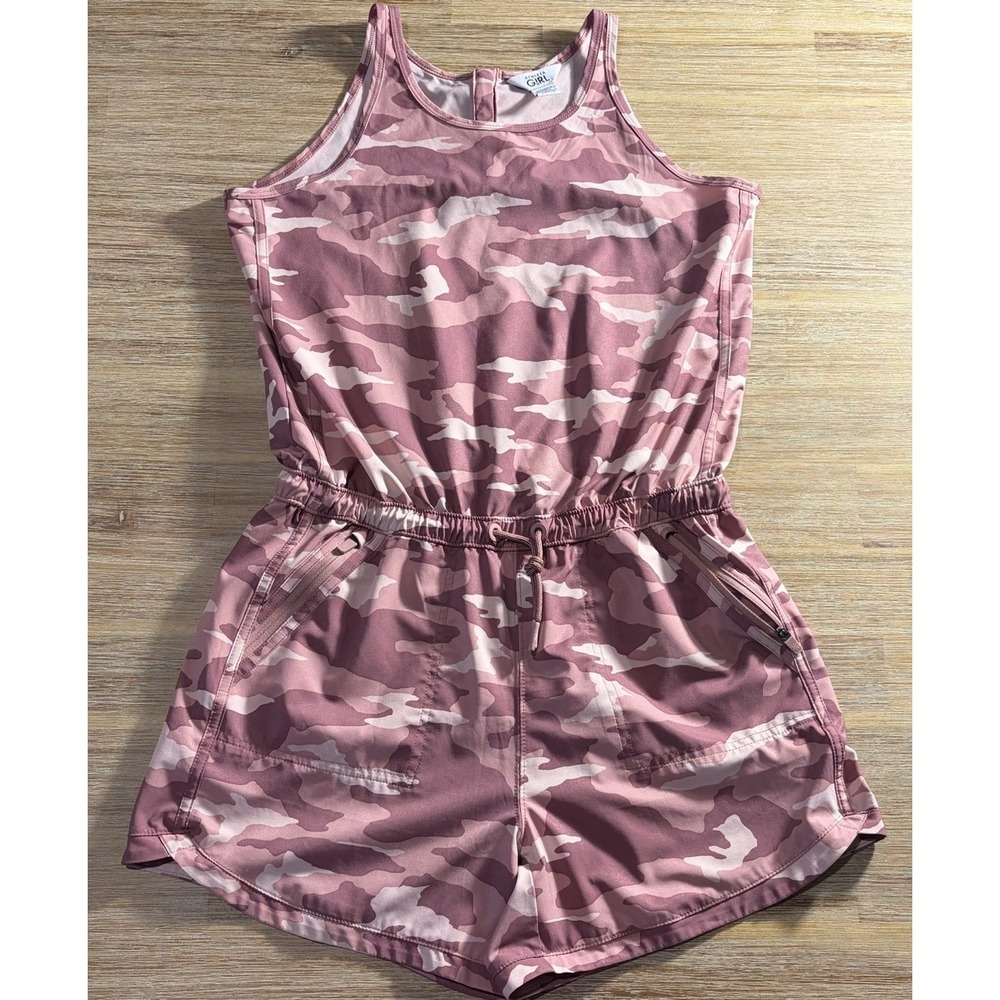Athleta Girl XXL 16‎ Pink Camouflage Romper Shorts One Piece